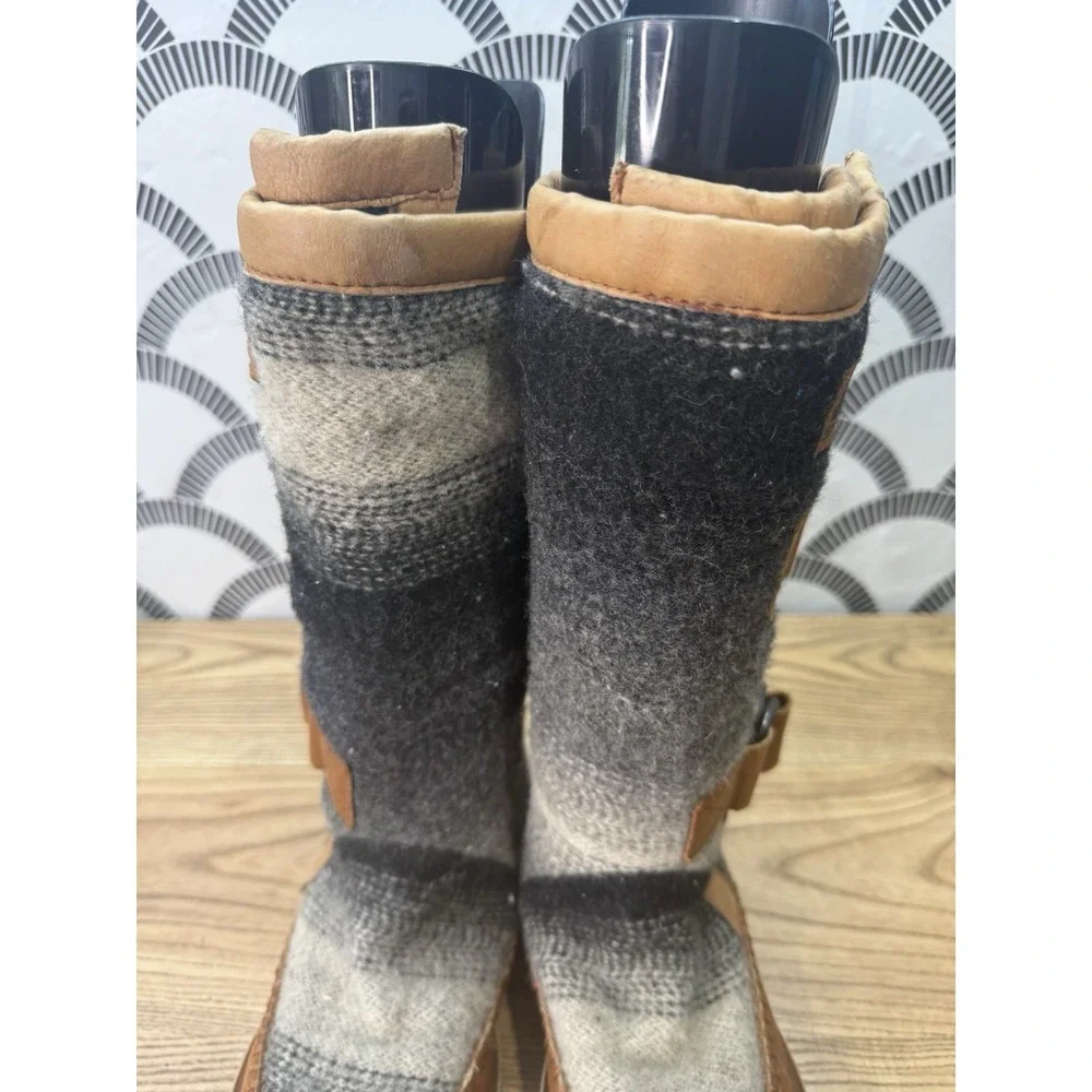 Sorel Chipahko Womens Boots Size 5 Blanket Wool & Leather Brown Gray